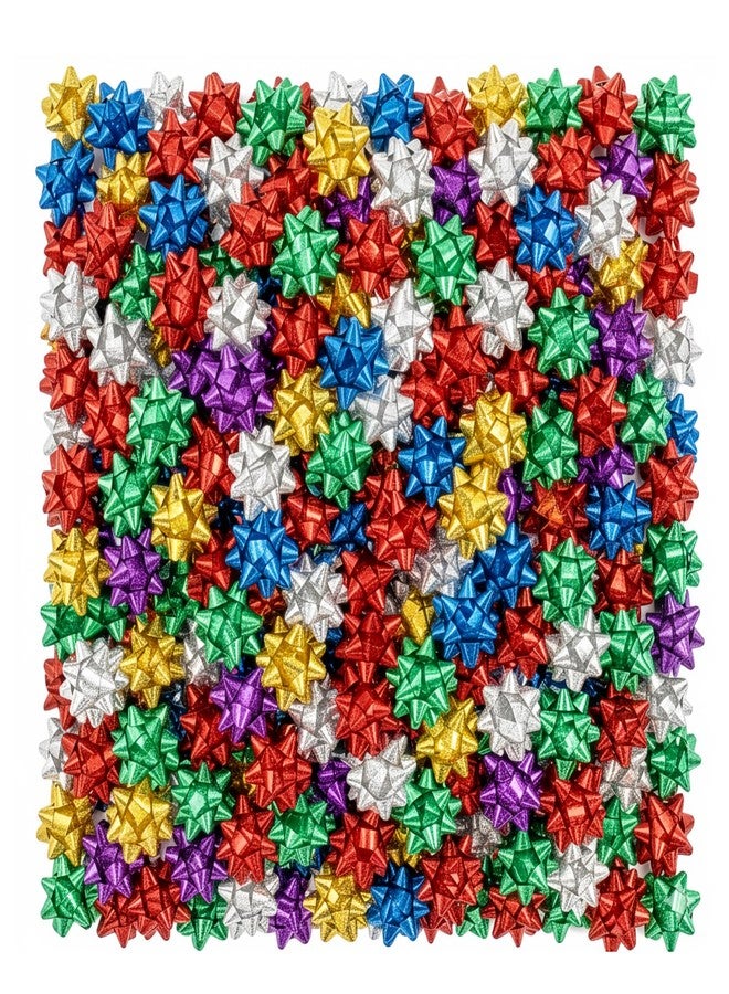 GOUDOGEDC 50 Pcs Colorful 1.5 Inch Gift Bows Christmas Bows Metallic Star Bows Party Gifts Wrapping Bows Adhesive Holiday Presents Bows for Valentine's Day, Gift Wrapping Supplies, Gift Wrap Bows - Image 1
